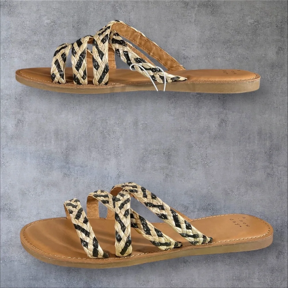 Woven Aesthetic Strappy Slip On Flats Slides Lalli Sandals Beachy Vacay